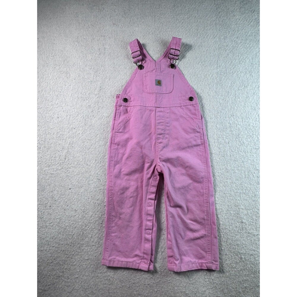 Carhartt Baby Toddler Girl's Pink Overalls Dungarees 24M 100% Cotton Snaps
